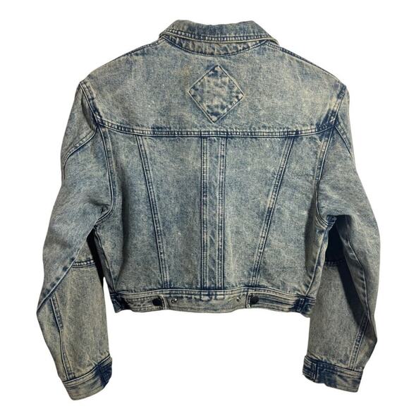 Vintage YR Jacket Women M Denim Fade Crop Bomber Snap Adjustable bottom Hem - Picture 2 of 5